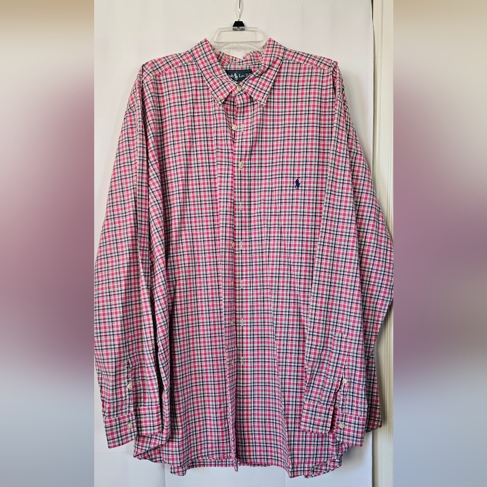 Ralph Lauren Mens Classic Fit Long Sleeve Plaid‎ Button Down Shirt Size 3xlt